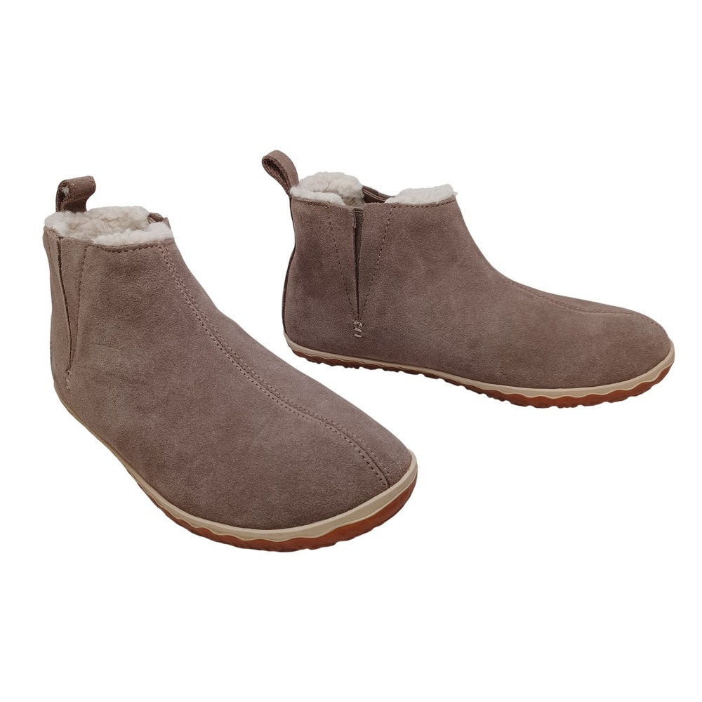 LL Bean Womens Taupe Suede Faux Fur Lined Slipper Booties 301554 Size 7 M